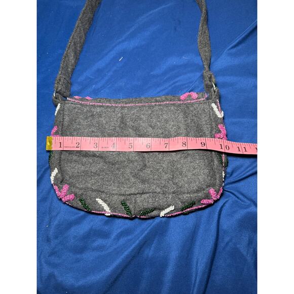 Womens vintage 100% wool beaded mini purse regency fairy evening bohemian - Picture 6 of 7